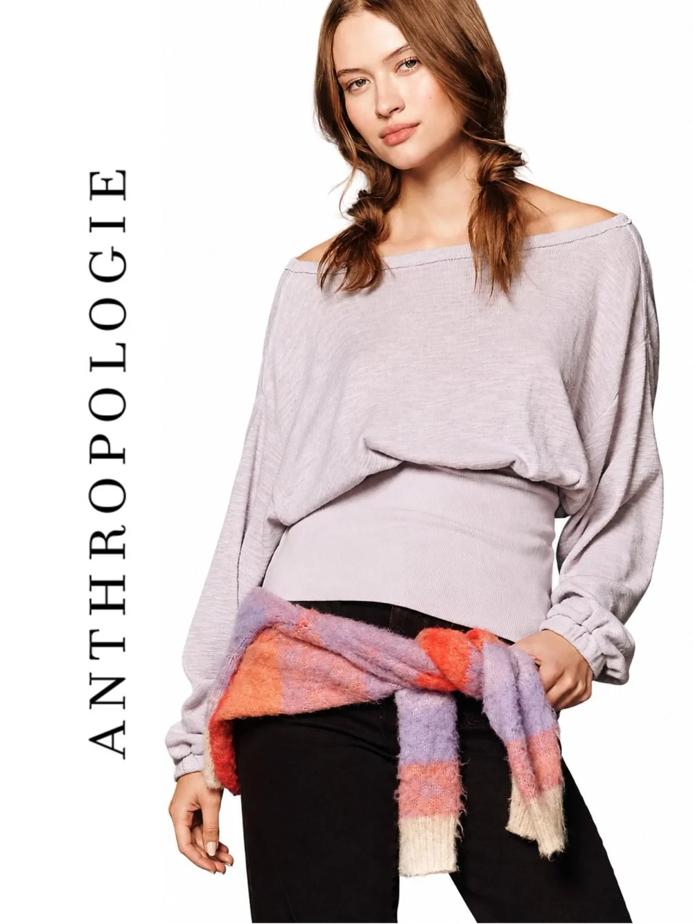 Anthropologie Pilcro Waisted Long-Sleeve Boatneck Top